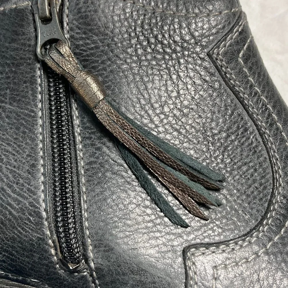 Dansko SALE! Wedge Ankle Boots Veronica Black Leather Tassel, size 40, 9-9 1/2